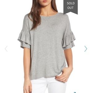 Chelsea28 Ruffle Sleeve Tee (Gray)